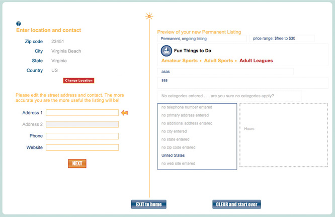 Create Local Listing or event